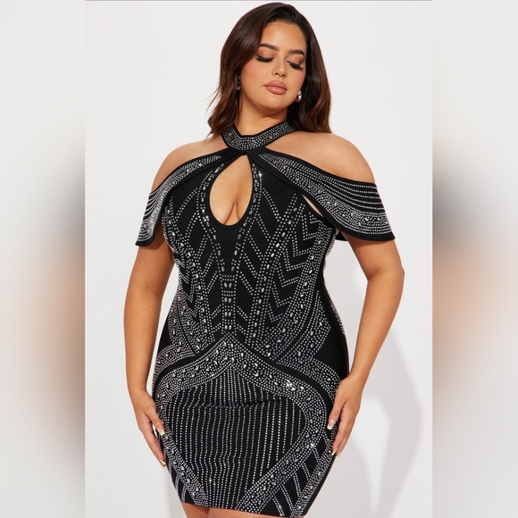 HP🎉 Fashion Nova Kristy Embellished Mini Dress - Size M - Picture 5 of 15